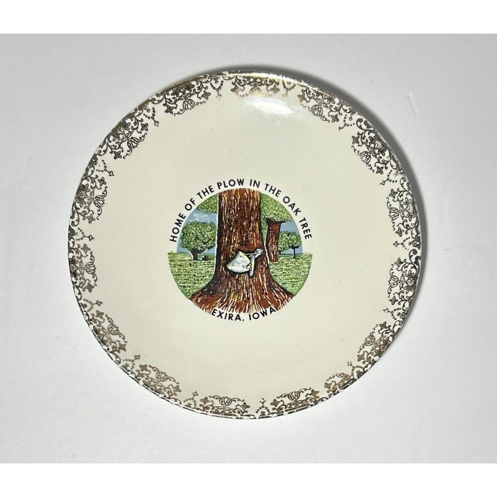 Home of the Plow in the Oak Tree,Exira,Iowa  Rare  5¾"  Collector Plate